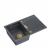 Quadron OWEN 111 GraniteQ zlewozmywak z syfonem Push 2 Open 1-komorowy z/o (760x500x215; kom. 330x430) black diamond / elementy złote HQO7650U8PVDG1